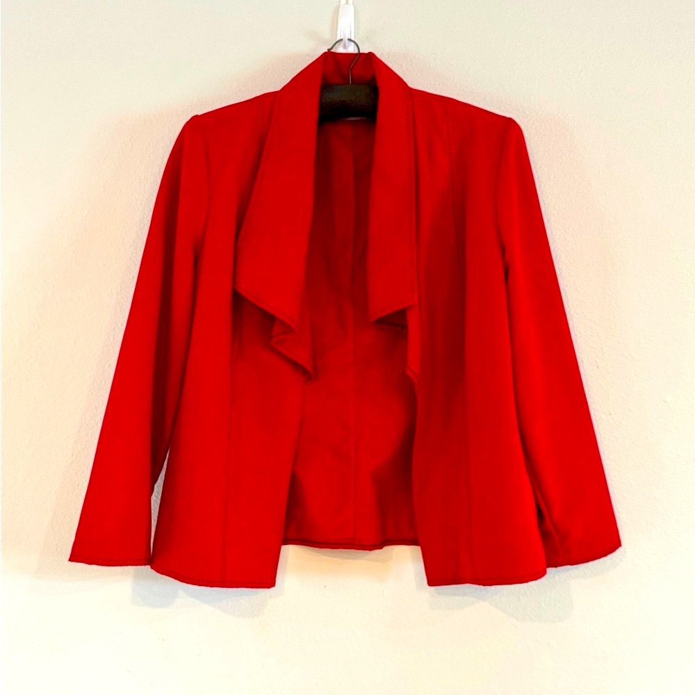 Alfred Dunner Faux Suede Red Blazer Structured Suit Jacket Size Large